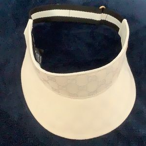 Authentic White Canvas Gucci Visor